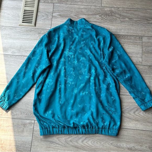 100%  Silk Floral Print Bomber Jacket - Picture 12 of 16